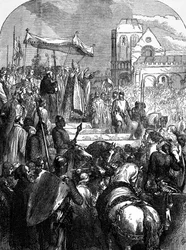 El Papa Urbano II (c.1035-99) predicando la Primera Cruzada en la Plaza del Mercado de Clermont en 1095